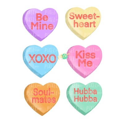 Candy Hearts Valentine Design PNG | Valentine's Day | Conversation Hearts | Love | Valentine | Hand Painted | Digital Design | Printable Art