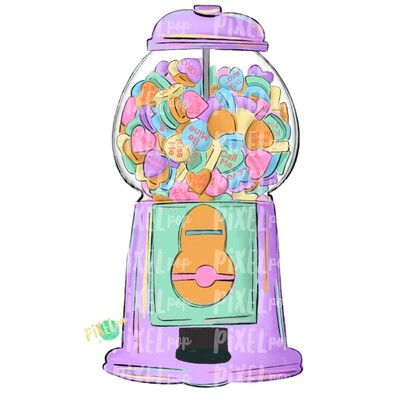 Candy Heart Gumball Machine PNG | Valentine's Day | Conversation Hearts | Love | Valentine | Hand Painted | Digital Design | Printable Art