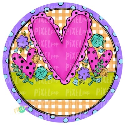 Hearts and Flowers Circle PNG | Valentine Hearts | Valentine Art | Happy Valentine's Day | Hand Painted Digital Art | Digital Clip Art