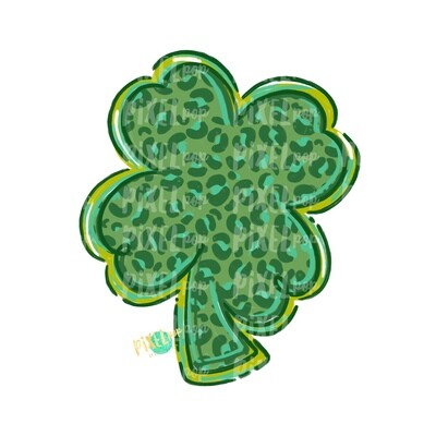 Leopard Clover Saint Patrick's Day PNG | Four Leaf Clover Art | Hand Painted Art | Digital Art | Printable | St. Paddy's Day Sublimation