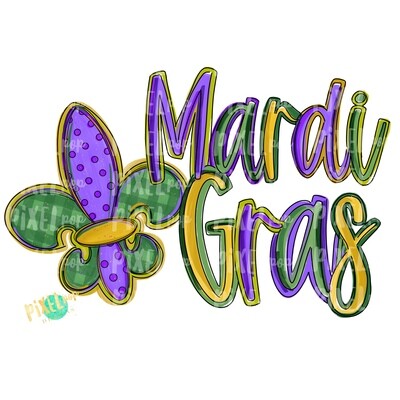 Mardi Gras Fleur de Lis PNG | Mardi Gras Design | New Orleans Art | Hand Painted Design | Mardi Gras Design | Digital Download | Clip Art