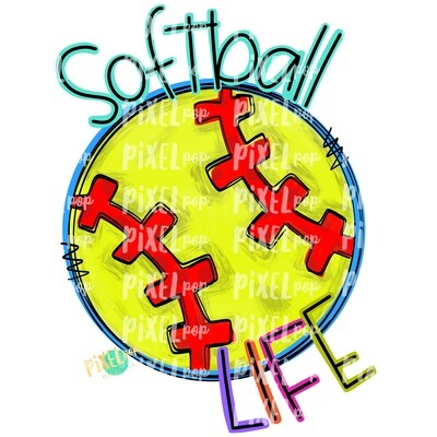 Softball Life PNG | Softball Design | Painted Softball | Sotball Sublimation Design | Heat Transfer | Digital Download | Printable Artwork
