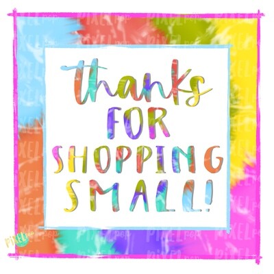 Thank You for Shopping Small Square Tie Dye PNG | Business Clip | Small Business Marketing Image | Small Business Sticker Art | Business Art