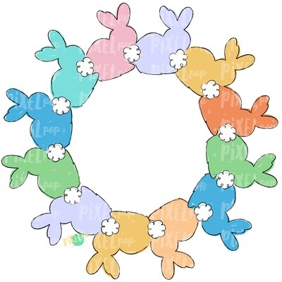 Bunnies in Circle Wreath PNG | Easter Bunny | Easter | Rabbit | Hop | Bunny PNG | Bunny Design | Bunny Tail | Easter Design | Easter PNG