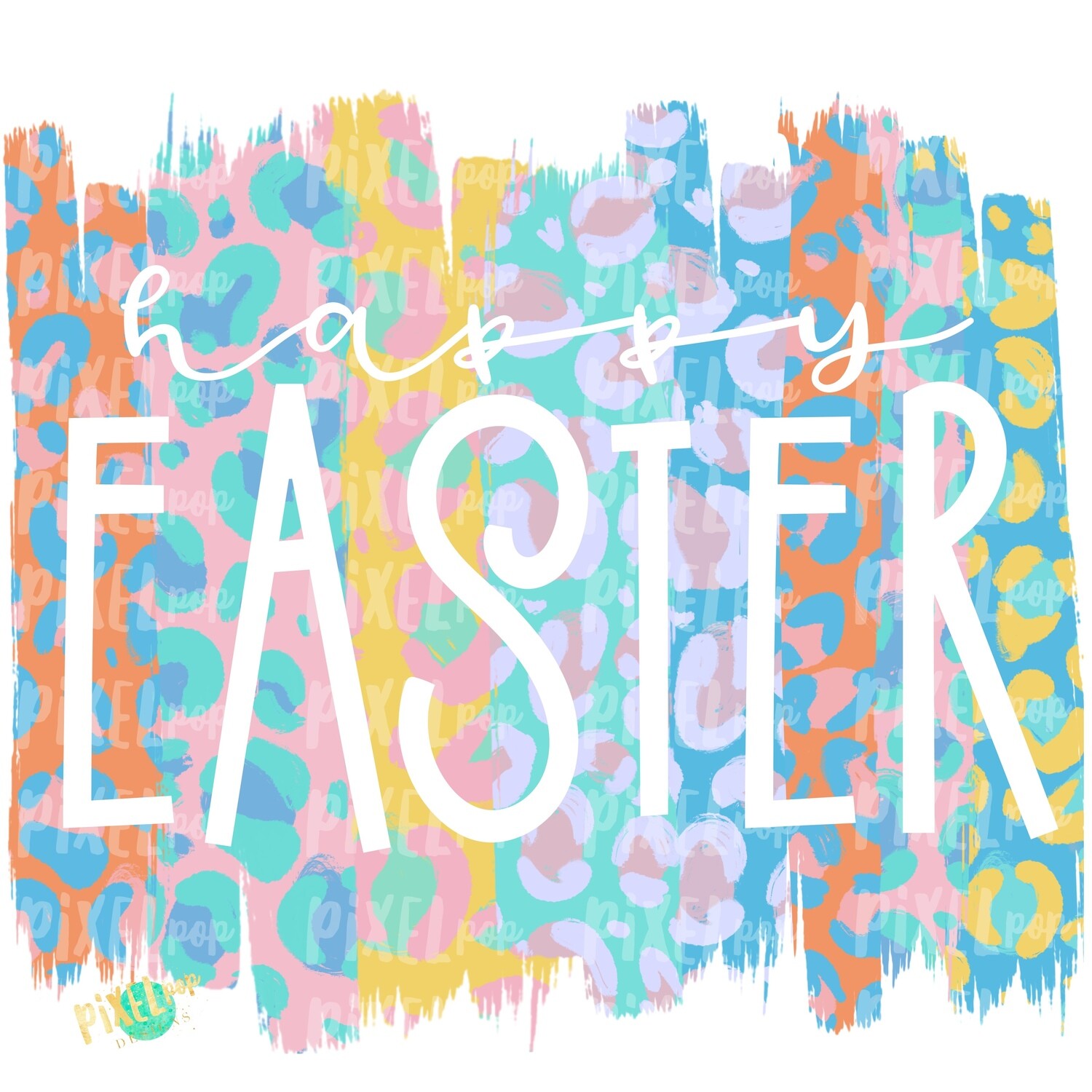 Happy Easter Pastel Leopard Brush Stroke PNG | Happy Easter | Art | Leopard Brush Strokes | Hand Painted | Digital Background | Printable