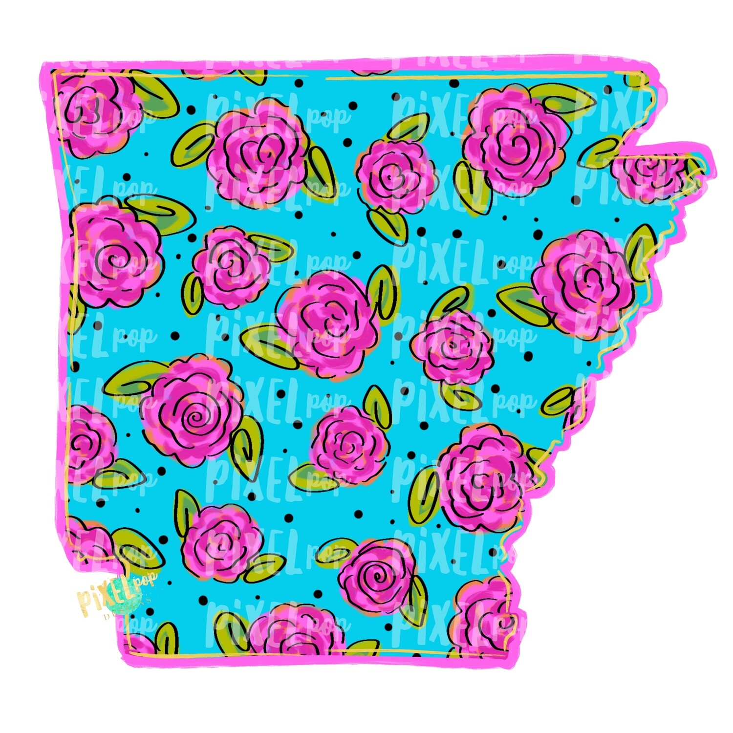 State of Arkansas Shape Blue Floral PNG | Arkansas | Home State | Sublimation Design | Heat Transfer | Digital | Flower Background