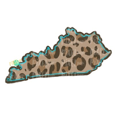 State of Kentucky Shape Turquoise and Leopard PNG | Kentucky | Home State | Sublimation Design | Heat Transfer | Digital | Leopard Print