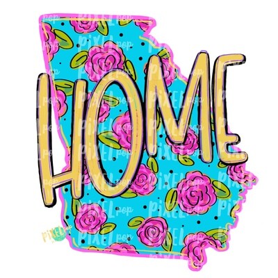 State of Georgia Shape HOME Floral PNG | Georgia | Home State | Sublimation Design | Heat Transfer | Digital | Flower Background