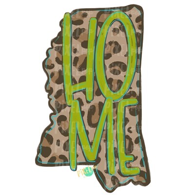 State of Mississippi Shape HOME Leopard PNG | Mississippi | Home State | Sublimation Design | Heat Transfer | Digital | Leopard Print
