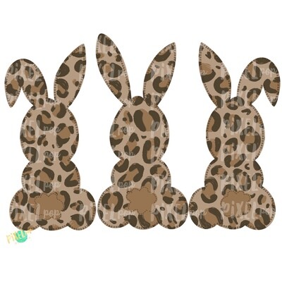 Bunny Silhouettes Trio Leopard Print PNG | Bunny | |Cheetah | Easter Design | Bunny Design | Easter PNG | Sublimation Design | Digital Art