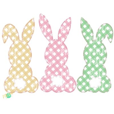 Faux Applique Bunny Trio Gingham Pink PNG | Bunny | Gingham | Easter Design | Bunny Design | Easter PNG | Sublimation Design | Digital Art