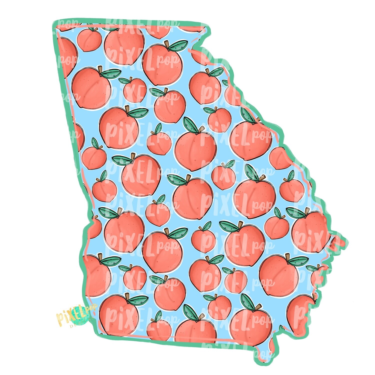State of Georgia Shape with Peaches PNG | Georgia State | Home State | Sublimation Design | Heat Transfer | Digital | Peaches Background