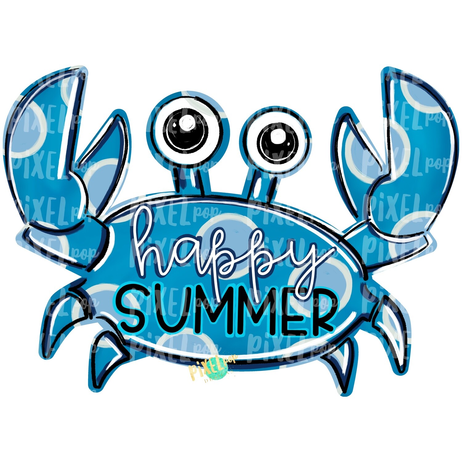 Blue Crab Happy Summer PNG | Crab | Coastal Clip Art | Ocean | Crab Art | Sublimation Design | Digital Download | Printable Art | Clip Art