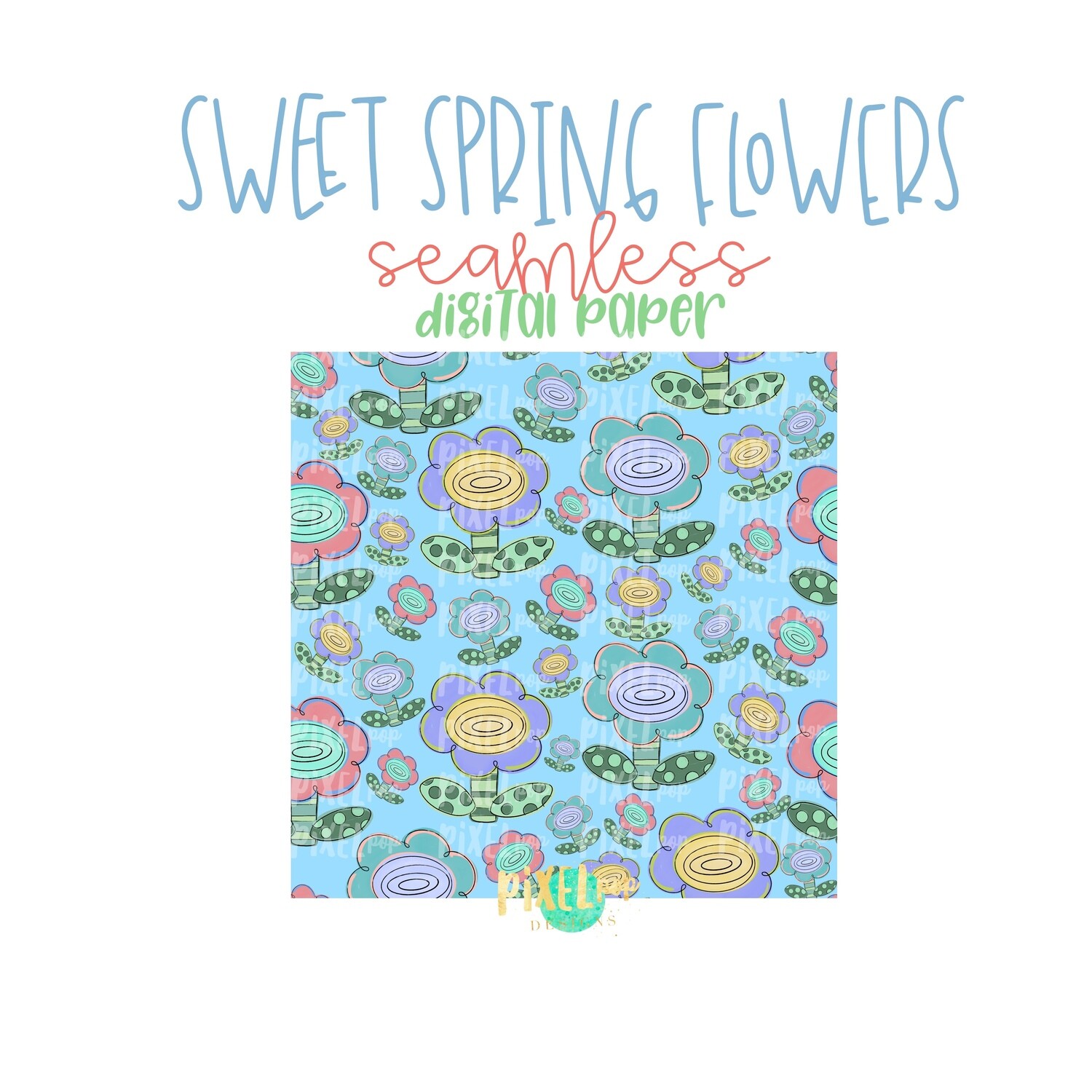 Sweet Spring Flowers Seamless Digital Paper PNG | Flower Art | Hand Painted | Sublimation | Digital Download | Digital Scrapbooking Paper