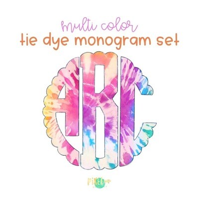 Tie Dye Circle Scalloped Monogram PNG Set | Hand Drawn | Circle Font | PNG | Art | Sublimation Doodle Letter | Transfer Letters
