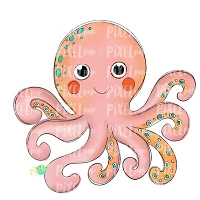 Peach Octopus Art PNG | Octopus | Octopus Art | Octopus Sublimation | Octopus Design | Octopus Clip Art | Octopus Doodle | Digital Fish Art