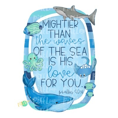 Mightier Than the Waves of The Sea is His Love Psalm PNG | Ocean Design | Fish Design | Whale Shark Fish Art | Fish Doodle | Digital Art
