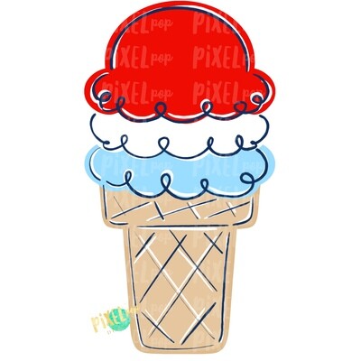July 4th Ice Cream PNG | Independence Day | Ice Cream | Sweets | Sublimation Design | Hand Painted Digital Art | Digital Download | Clip Art