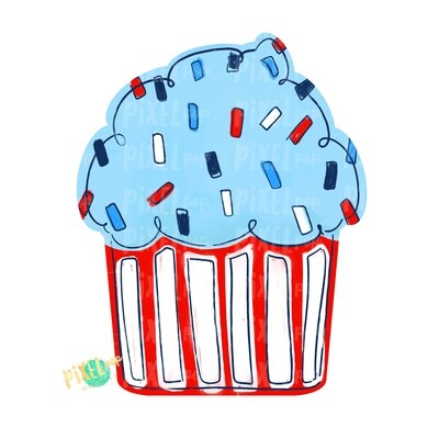 Red White Blue July 4th Cupcake PNG | Cupcake | Cupcake Door Hanger PNG | Sublimation | Digital Download | Red White Blue | 4th
