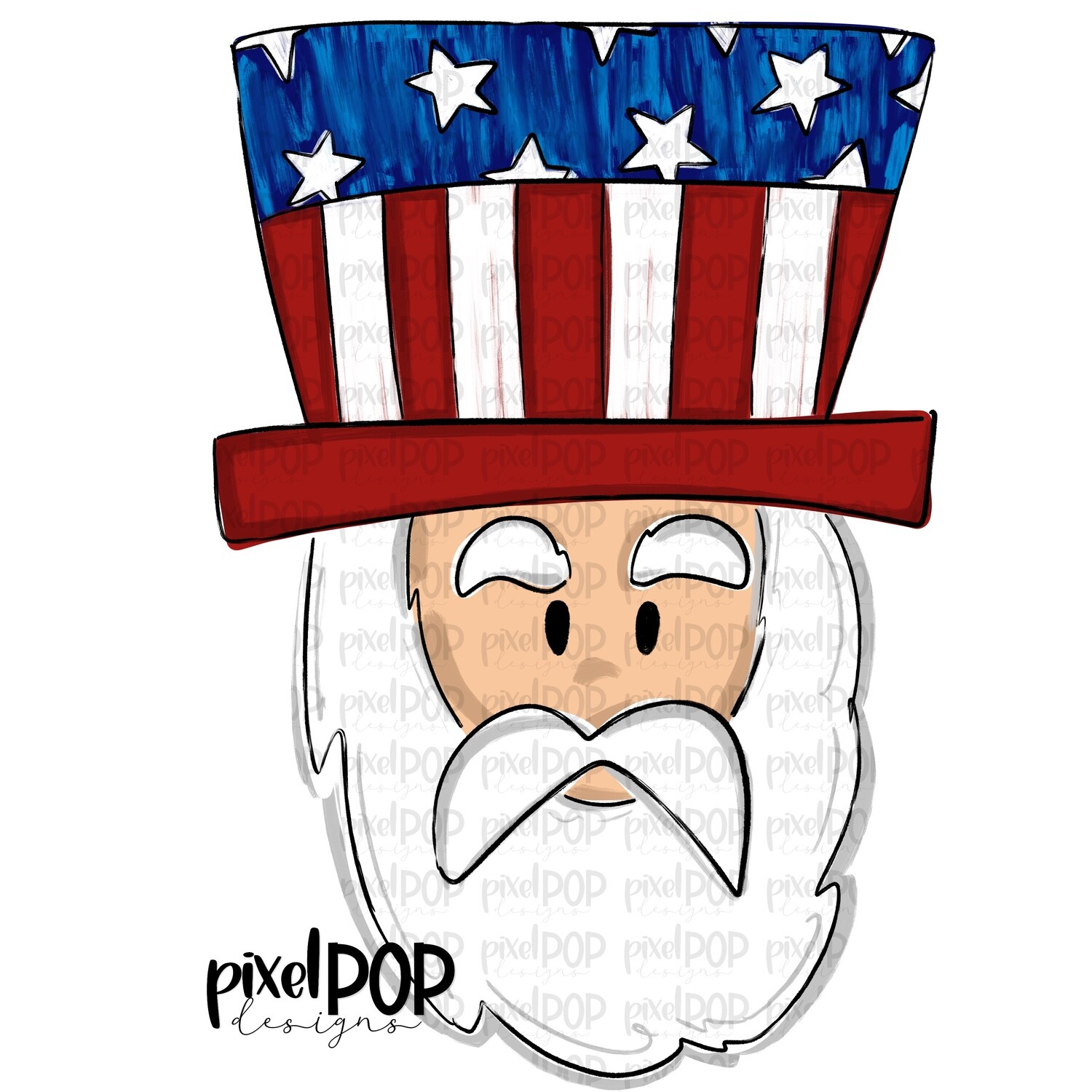 Whimsical Uncle Sam Design PNG | July 4th | Fourth of July | 4th of July | Sublimation PNG | Digital Download | Printable Art | Clip Art