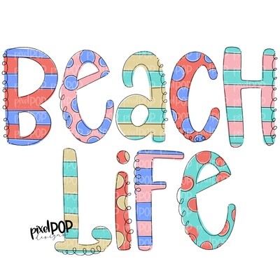 Beach Life Stripe Polka Dot PNG | River | Summer Design | Sublimation Design | Hand Drawn Art | Digital Download | Printable Art | Clip Art