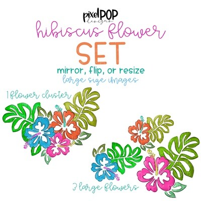 Hibiscus Flowers Digital Elements Set | Hibiscus | Flower Clip Art Set | Sublimation Design | Digital Download | Printable | Digital Flowers