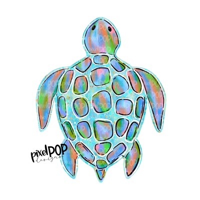 Blue Sea Turtle PNG | Turtle | Turtle Art | Hand Painted | Digital Ocean Art | Animal Art | Turtle Clip Art | Turtle Digital | Animal Art