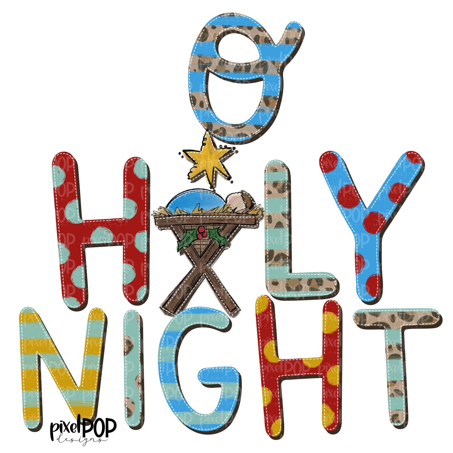 O Holy Night Leopard Manger PNG | Christmas Night Design | Jesus Baby | Sublimation PNG | Digital Download | Printable Artwork | Christmas Art