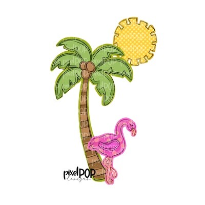 Flamingo Palm and Sun PNG | Beach Design | Palm Tree Digital | Flamingo | Watercolor Bird Digital Download | Printable Art | Clip Art