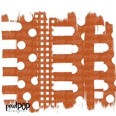 Burnt Orange and White Stripe Polka Dot Brush Stroke Background PNG | Orange Team Colors | Transfer | Digital Print | Printable
