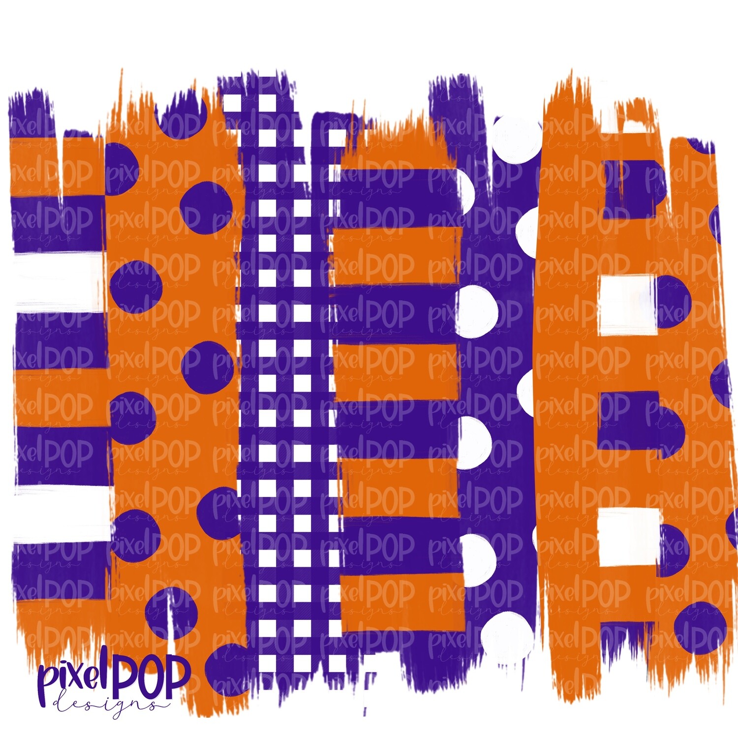 Orange and Purple Stripe Polka Dot Brush Stroke Background PNG | Purple Orange Team Colors | Transfer | Digital Print | Printable