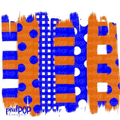 Orange and Blue Stripe Polka Dot Brush Stroke Background PNG | Blue & Orange Team Colors | Transfer | Digital Print | Printable