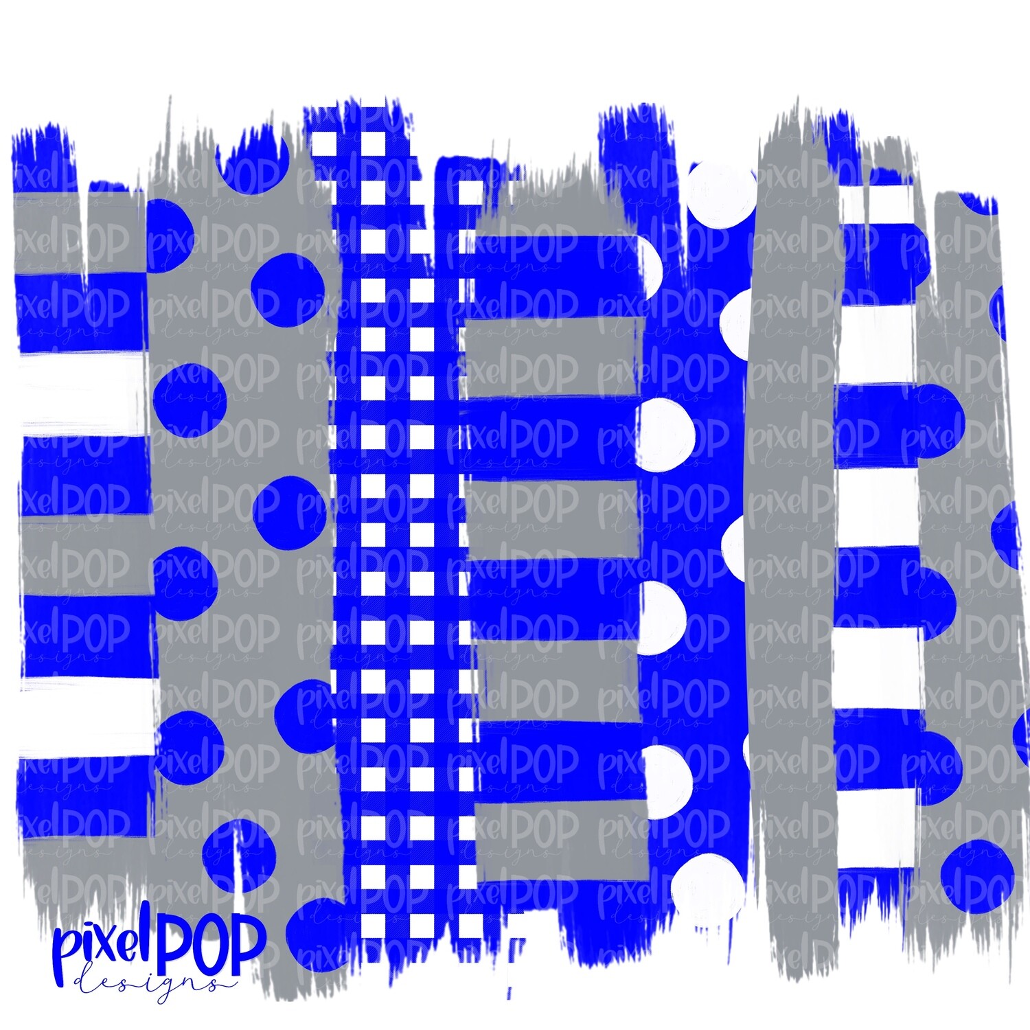 Blue and Grey Polka Dot Stripe Brush Stroke Background PNG | Blue and Grey Team Colors | Transfer | Digital Print | Printable