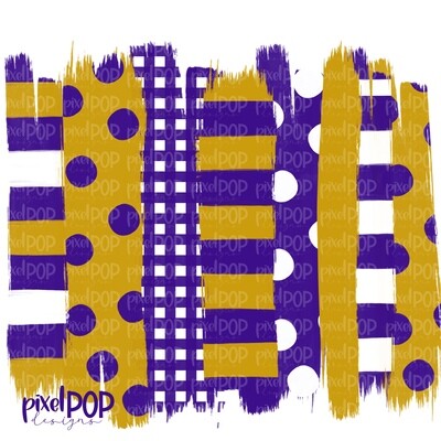 Purple and Gold Stripe Polka Dot Brush Stroke Background PNG | Purple and Gold Team Colors | Transfer | Digital Print | Printable