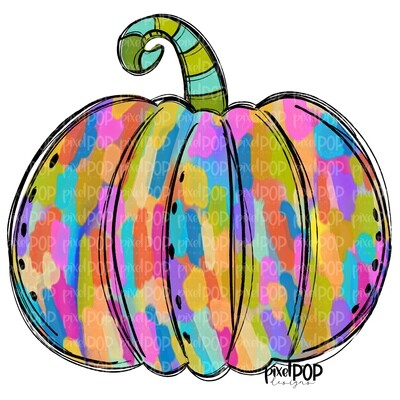 Colorful Jewel Toned Pumpkin with Brush Strokes PNG | Hand Drawn Digital Art | Sublimation PNG | Digital Art | Printable Artwork | Art
