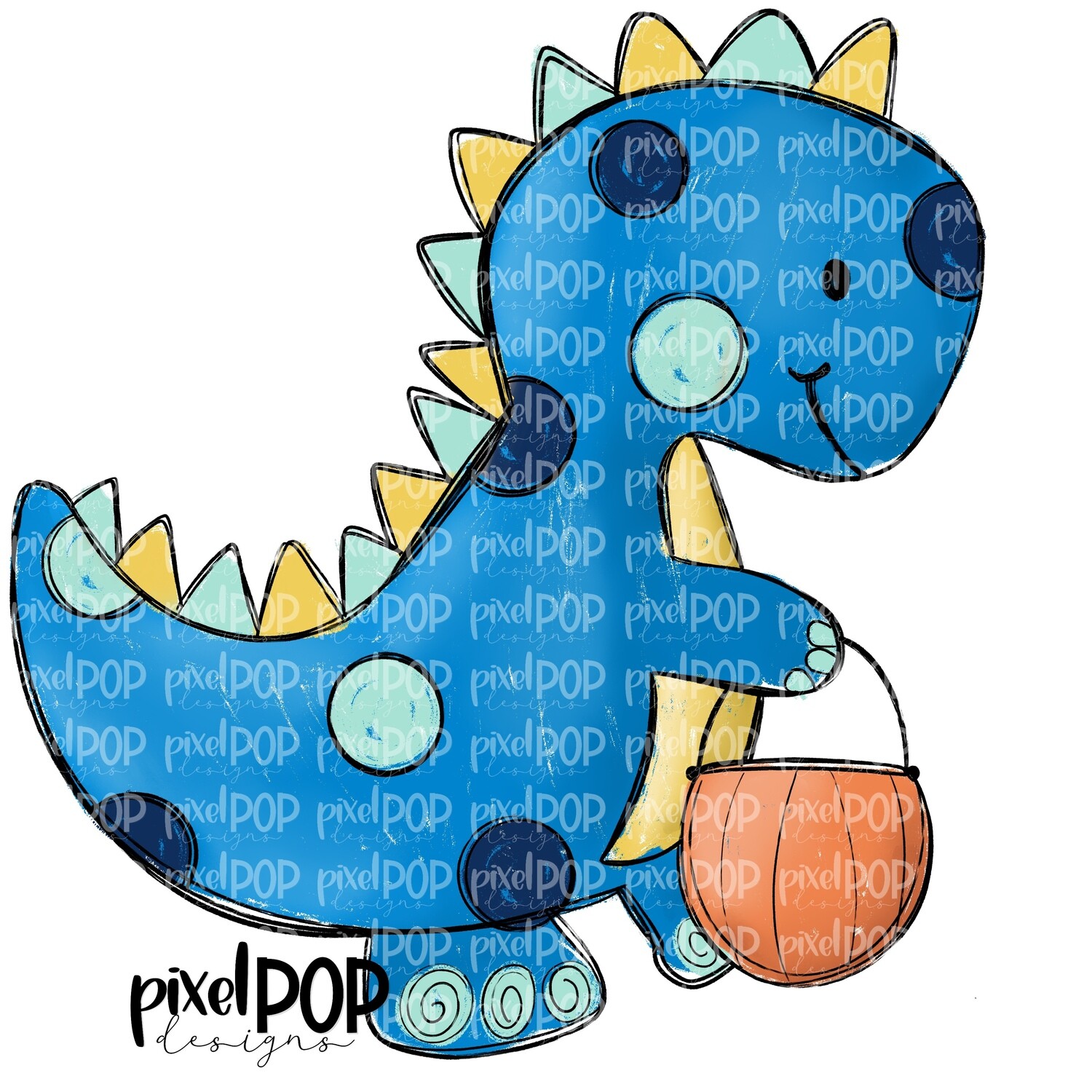 Blue Dinosaur Pumpkin Halloween PNG | Dinosaur | Dino | Dino Sublimation | Halloween | Dino Clip Art | Dino Doodle | Digital Dino Art