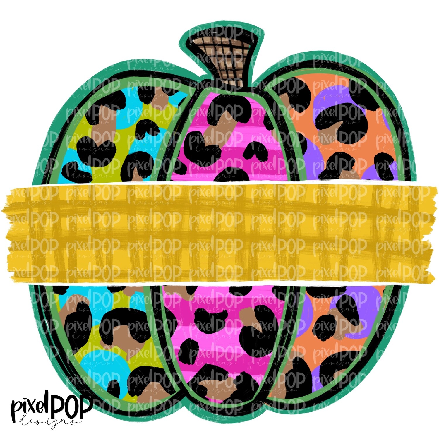Blank Ribbon Leopard Print Jewel Toned Pumpkin PNG | Halloween Digital | Halloween Pumpkin Sublimation PNG | Pumpkin Digital Art | Pumpkin
