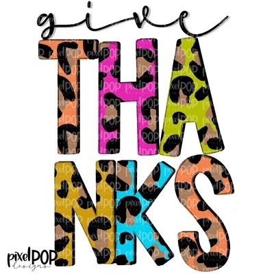 Give Thanks Leopard and Jewel Tones PNG | Thanksgiving Sublimation | Fall Thanksgiving Art | Fall | Give Thanks | Thanksgiving | Fall Art