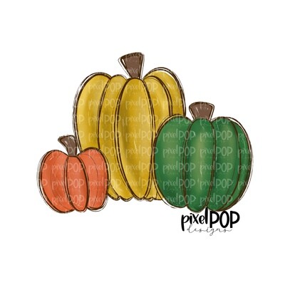 Fall Harvest Pumpkins Plain PNG | Pumpkin Art | Pumpkin PNG Design | Hand Painted Design | Fall Art | Fall Design | Fall Art | Happy Fall