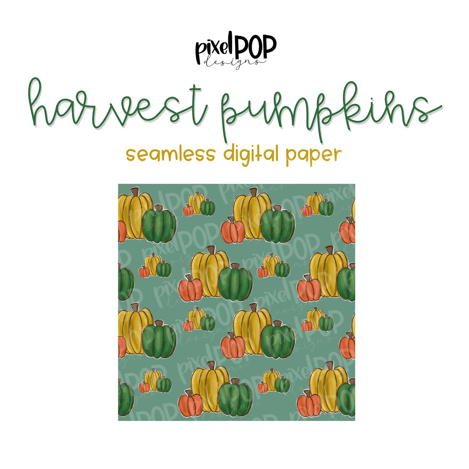 Fall Harvest Pumpkins Seamless Digital Paper PNG | Pumpkin Digital | Fall Paper | Sublimation PNG | Digital Download | Digital Scrapbooking