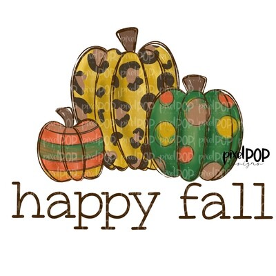 Happy Fall Harvest Pumpkins Leopard PNG | Pumpkin | Pumpkin Design | Hand Painted Design | Fall Art | Fall Design | Fall Art | Happy Fall