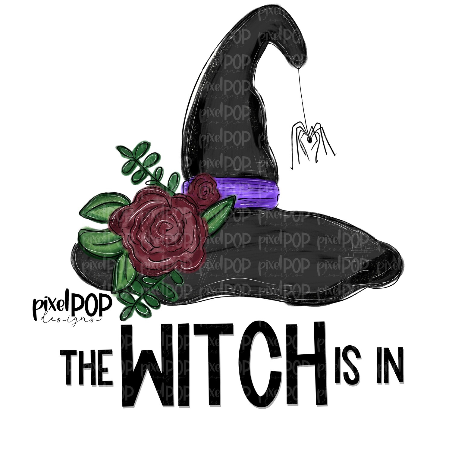 The Witch is In with Hat PNG | Halloween Art | Witch Hat | Hand Painted Art | Sublimation PNG | Digital Download | Printable Artwork | Art