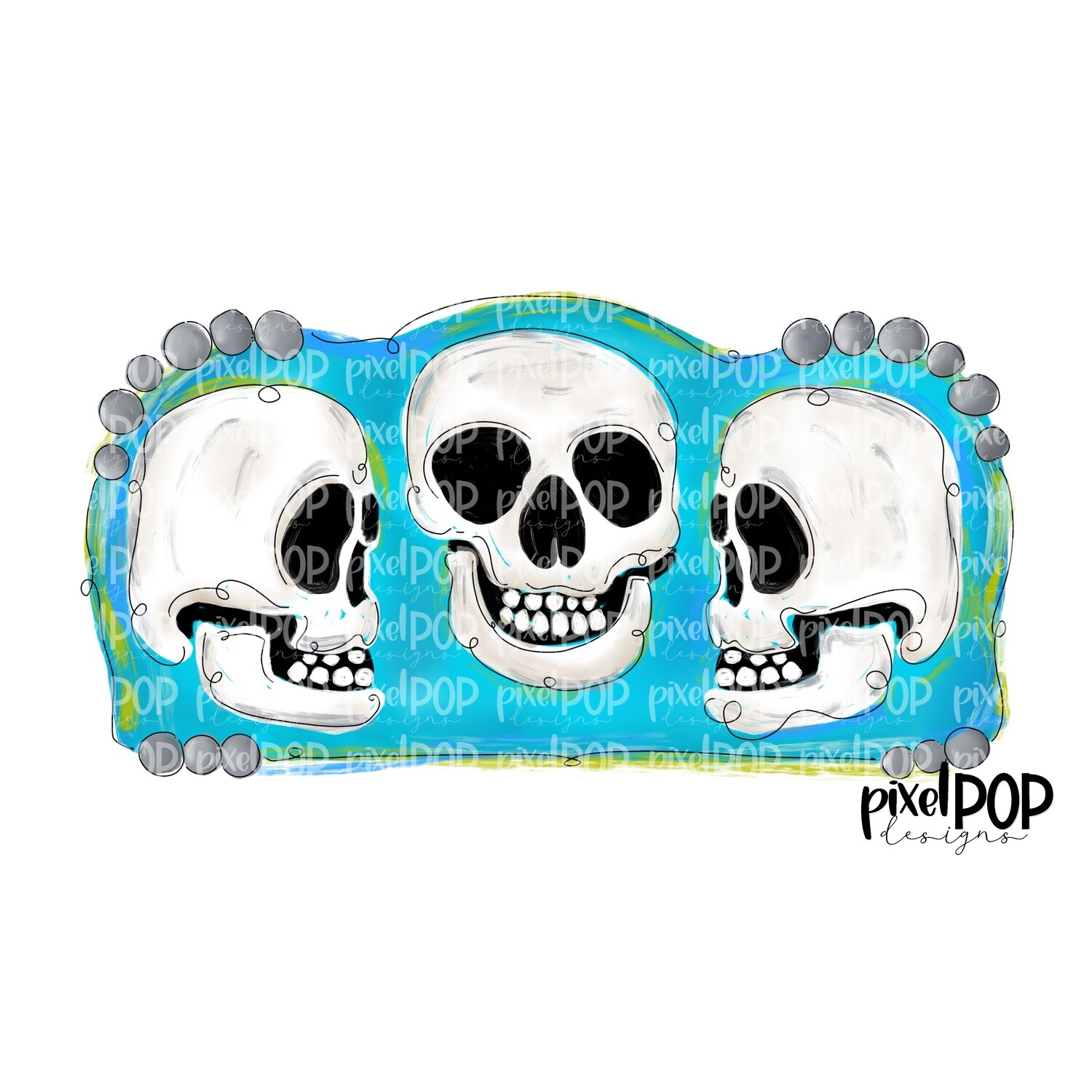 Skull Trio PNG | Halloween Art | Skull Art | Skull Design | Skull Sublimation Art | Sublimation PNG | Digital Download | Printable Art