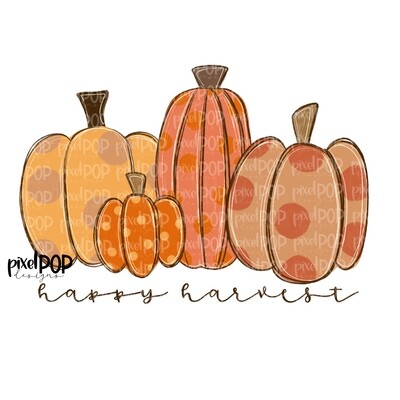 Happy Harvest Orange Pumpkins PNG | Pumpkin Art | Pumpkin PNG Design | Hand Painted Design | Fall Art | Fall Design | Fall Art | Happy Fall