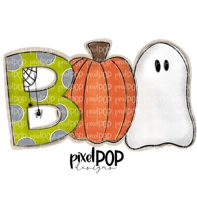 Boo Spider Pumpkin Ghost Halloween PNG | Hand Drawn Sublimation Design | Sublimation PNG | Digital Download | Printable Artwork | Art