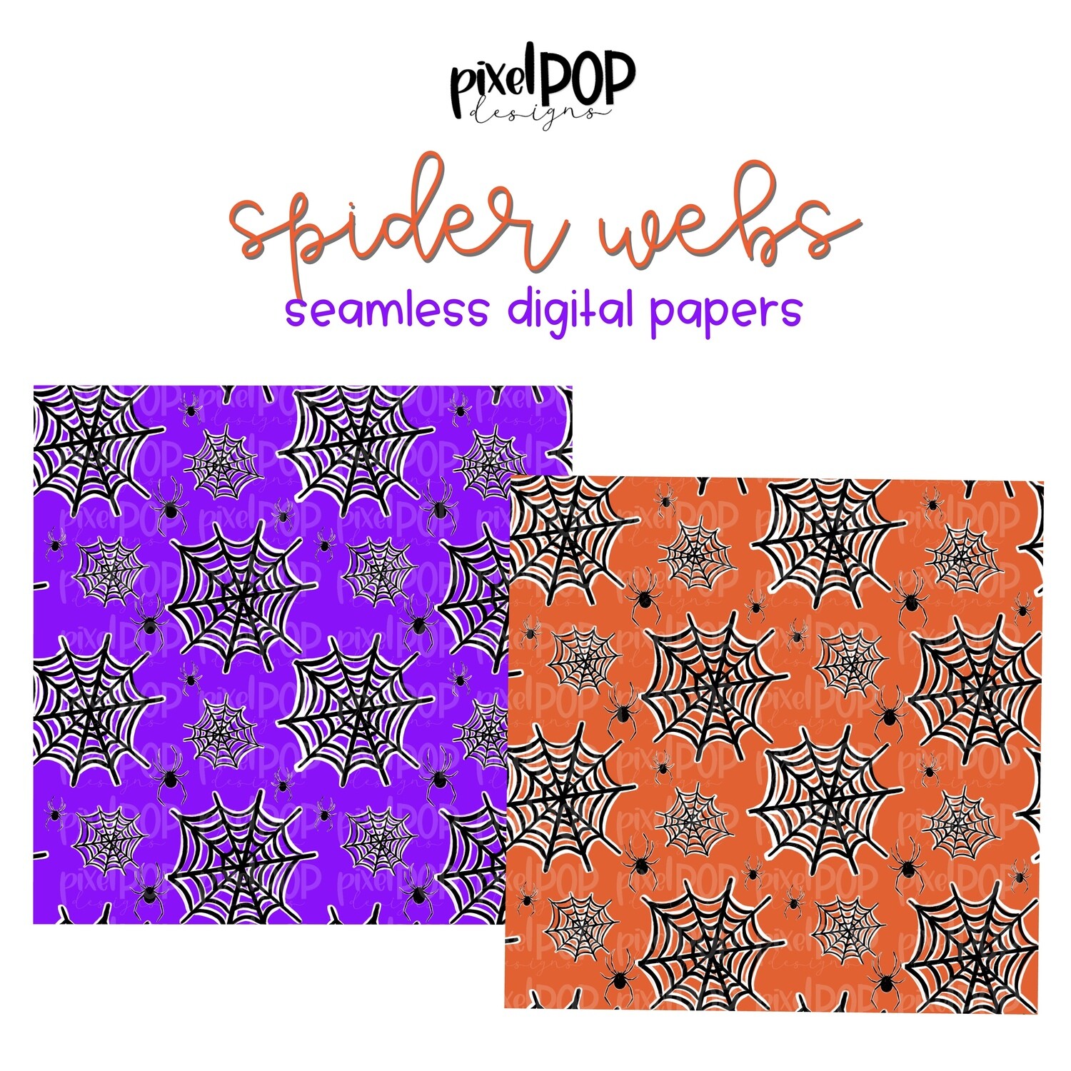 Ghost Friends Seamless Digital Papers Set of Two PNG | Halloween | Hand Painted | Sublimation | Digital Download | Scrapbooking Paper