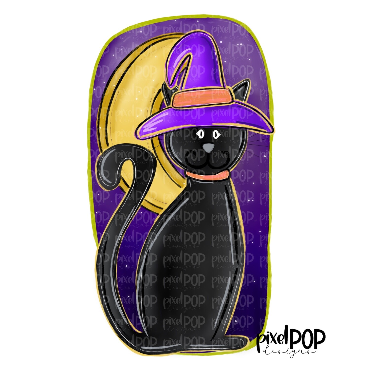 Black Cat Witch with Moon Halloween PNG | Cat PNG | Halloween Art | Sublimation Digital Art | Digital Download | Printable Art | Clip Art
