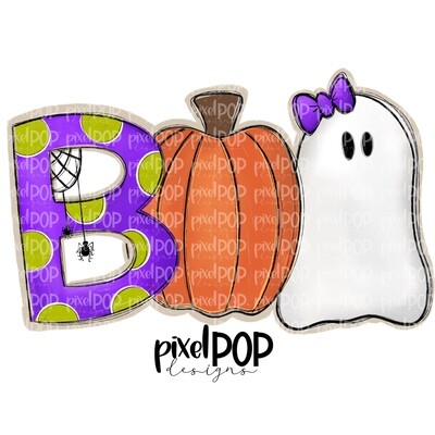 Boo Purple Spider Pumpkin Ghost Halloween PNG | Hand Drawn Sublimation Design | Sublimation PNG | Digital Download | Printable Artwork | Art