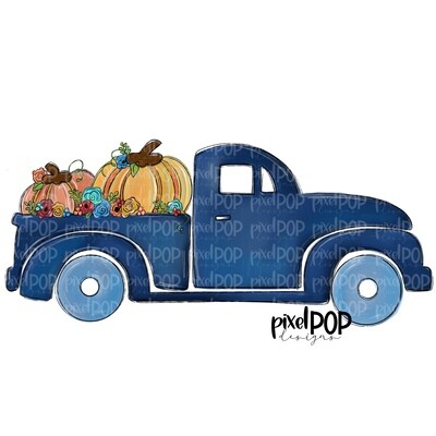 Fall Truck with Pumpkins Blue PNG | Fall Pumpkin Design | Fall | Fall Design | Sublimation PNG | Digital Download | Printable Artwork | Art