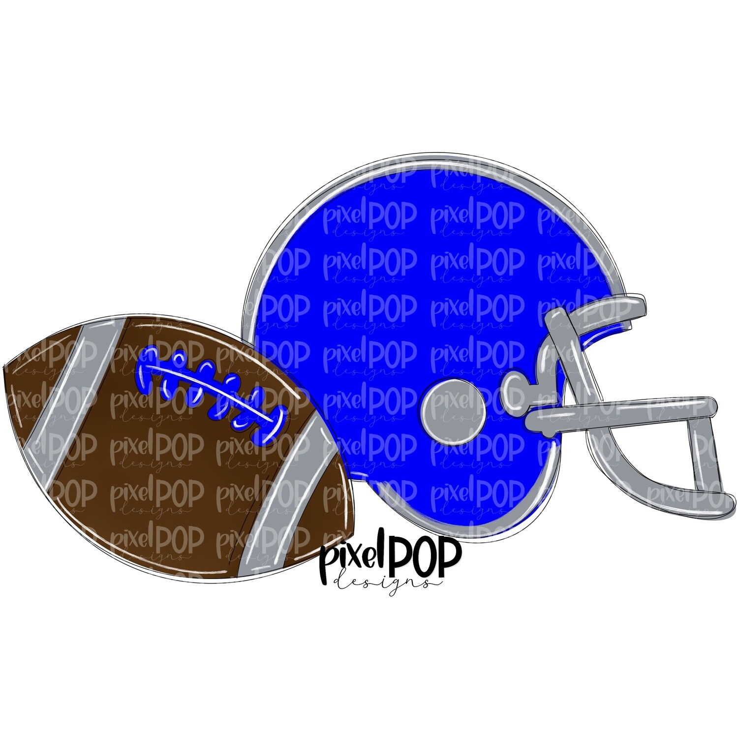 Football and Helmet Blue and Grey Silver PNG | Football | Football Design | Football Art | Football Blank | Sports Art